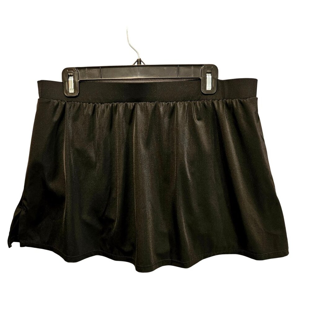 Lands' End Womens Size 14 Swim Bottom Swim Skirt Skirted Black Spandex Blend Str